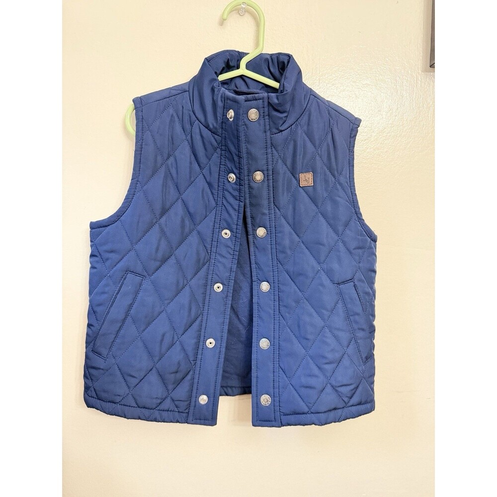 Janie and Jack Boys Quilted Snap Vest Blue Pockets Polyester Size 3T